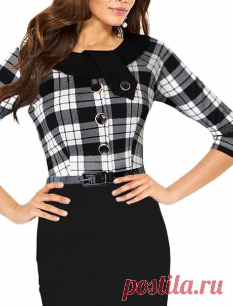 DANJIESHI Women's Slim Includ Belt OL Half Sleeve Dress at Amazon Women’s Clothing store: