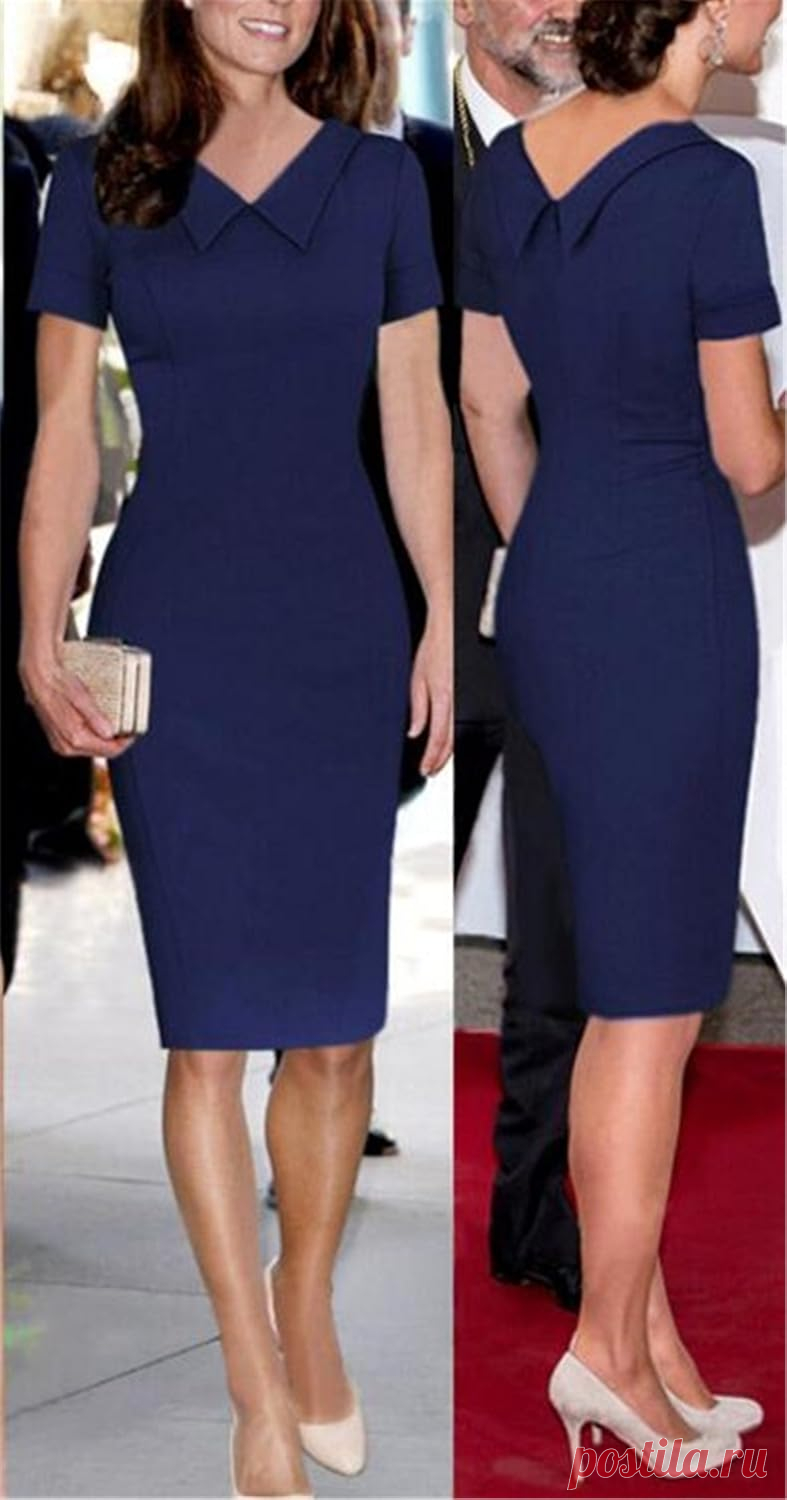 Aimur Women's Elegant V-Neck Fitted Party Office Bodycon Pencil Dress Navy at Amazon Women’s Clothing store: