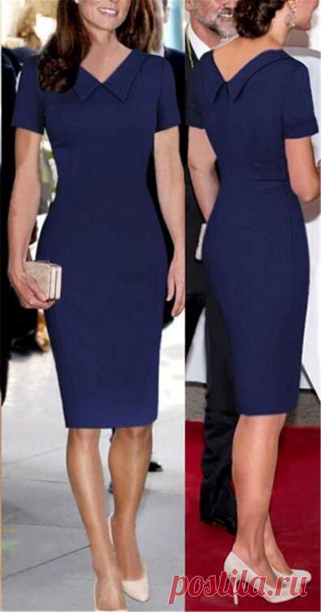 Aimur Women's Elegant V-Neck Fitted Party Office Bodycon Pencil Dress Navy at Amazon Women’s Clothing store:
