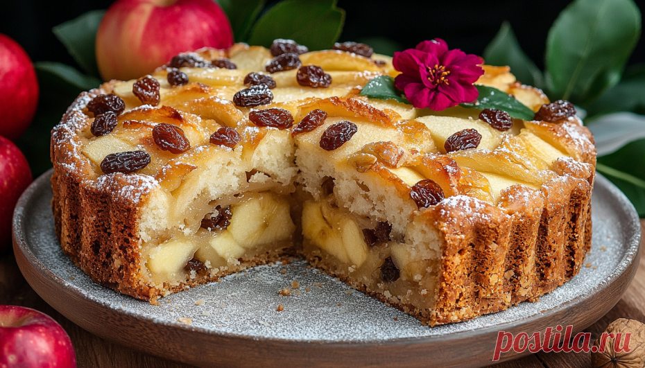 Шарлотка с яблоками, орехами и изюмом: простой рецепт пошагово