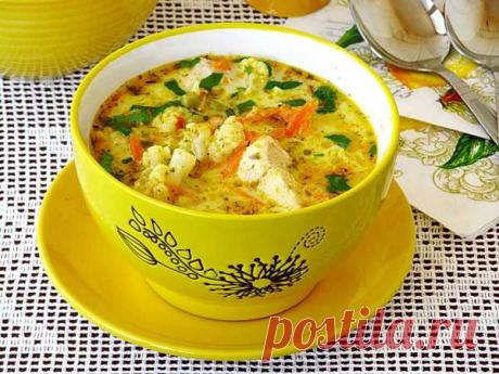 Куриный суп с цветной капустой, горошком и сыром — рецепт с фото пошагово