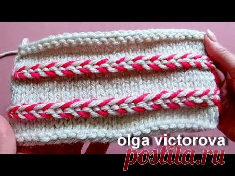 Двухцветная декоративная косичка 480 Узоры  спицами