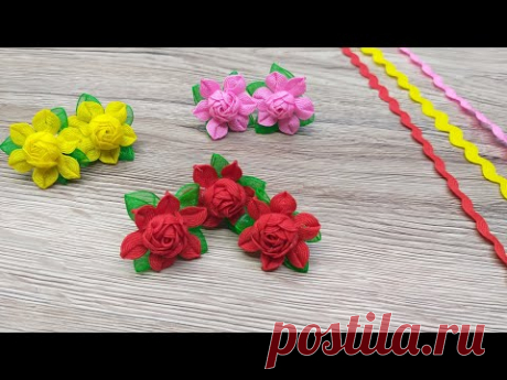 DIY Flowers from Grosgrain| Ribbon Polyester Ribbon Zig Zag @OldisDIY