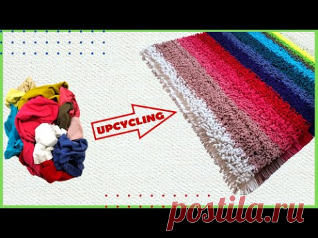 Коврик из старых футболок - красивая утилизация