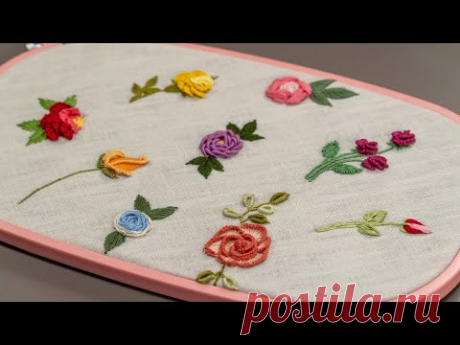 10 Roses - How to embroider flowers by Hand