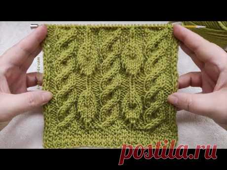 Leaf Cable Knit Stitch | Blatt-Zopfmuster stricken| Punto foglie con trecce| Punto hojas con trenzas