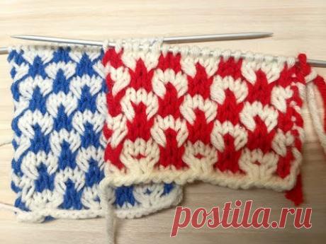 Шикарный ленивый жаккард. Вязание спицами.