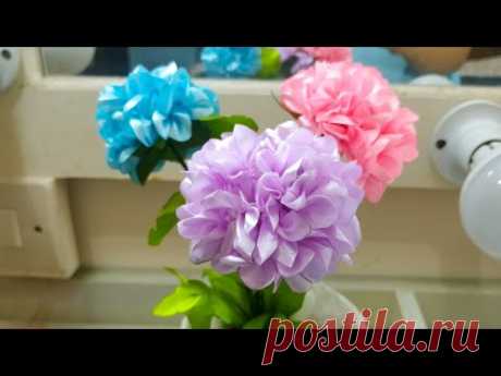 HYDRAGEA FLOWER - ribbon flowers - ribbon flower tutorial - ribbon flower how to make