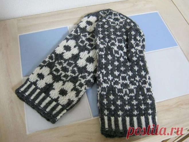 Жаккардовые варежки и берет