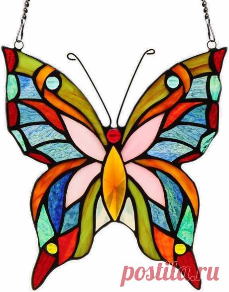 Amazon.com: Kleeglee Colgantes de ventana de vidrieras de mariposa, hecho a mano, atrapasoles con mariposas y vidrieras para decoración de ventanas (rosa) : Hogar y Cocina