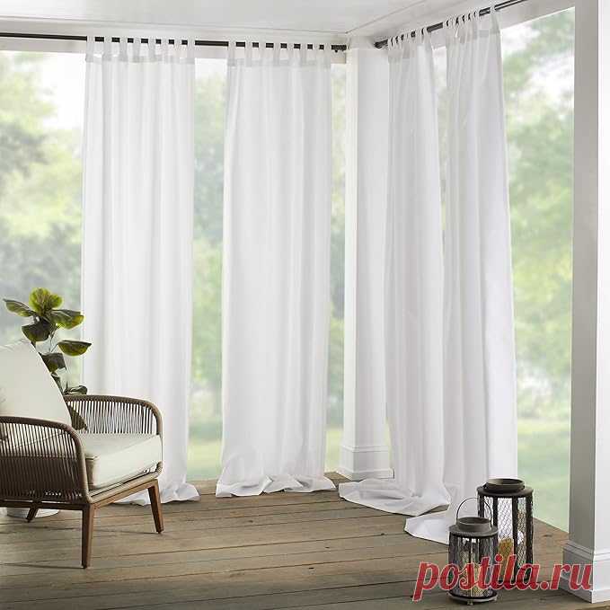 Amazon.com: Elrene Home Fashions Indoor or Outdoor Solid Matine Tab-Top Curtain Panel for Window, Patio, Pergola, Deck, or Cabana, 52