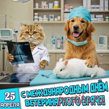 Поздравляю с Днем ветеринара! Желаю ладить с любыми пациентами и дарить каждому из них отличное самочувствие, хорошее настроение. Пусть все наши любимые «уши, лапы, рога и хвосты» будут здоровы. А Вам желаю крепких сил, уверенного профессионализма, успехов, достатка и процветания. Открытки на Международный день ветеринарного врача!