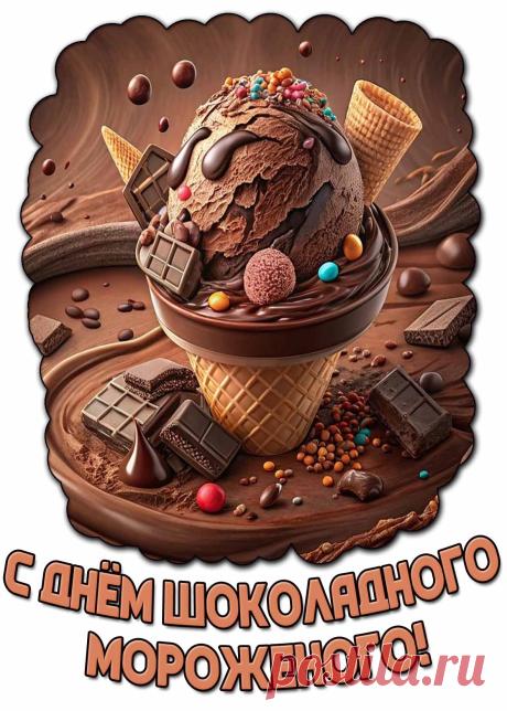 С праздником! Желаю, чтобы сегодня каждый твой момент таял от удовольствия, как кусочек тающего шоколадного лакомства на солнце! Открытки на День шоколадного мороженого!