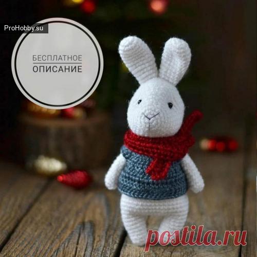 Зайка в шарфике / Вязание игрушек / ProHobby.su | Вязание игрушек спицами и крючком для начинающих, мастер классы, схемы вязания