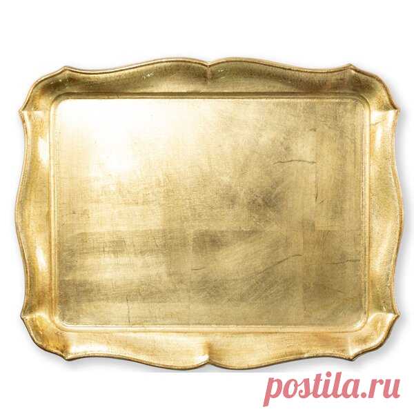 Florentine Wooden Accessories Gold Solid Wood Rectangle Decorative Tray Maestro artisans hand carve each beautiful curve of the tray before applying a signature leaf. This timeless collection is handcrafted in Florence, Italy, home to the renaissance and the influential Medici family.
