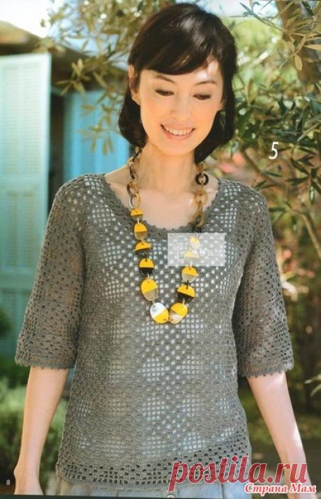 . Сиреневая кофточка в филейной технике. - Все в ажуре... (вязание крючком) - Страна Мам