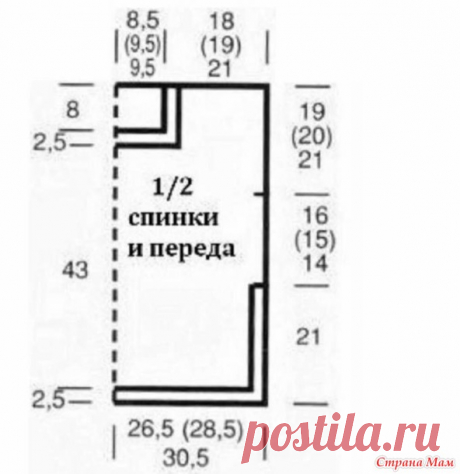 Кофточка платочной вязкой с сетчатыми вставками - Вязание - Страна Мам