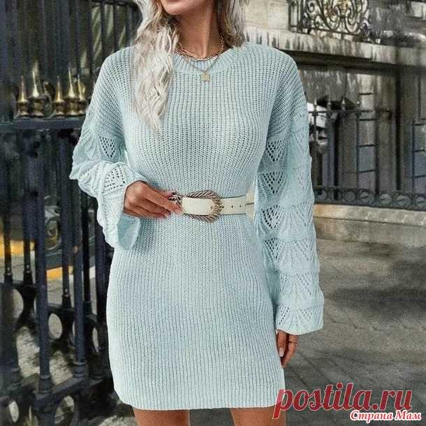 Платье с ажурными рукавами - Вязание - Страна Мам