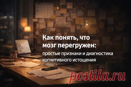 Как понять, что мозг перегружен: простые признаки и диагностика когнитивного истощения Большинство людей узнают о перегрузке слишком поздно. Не тогда, когда появляются первые сигналы, а когда уже становится трудно работать, трудно концентрироваться, ...