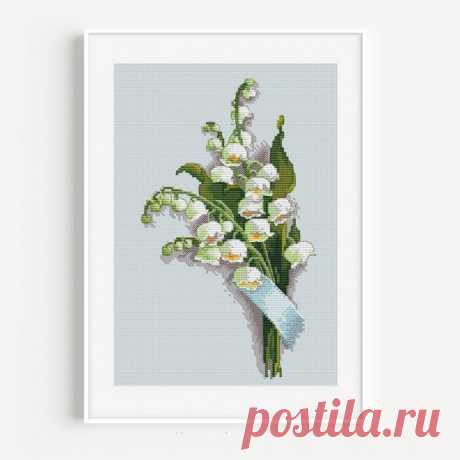​Вышивка крестиком: ландыши