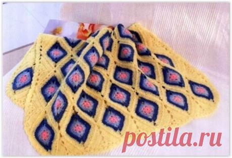 Плед из мотивов-ромбов