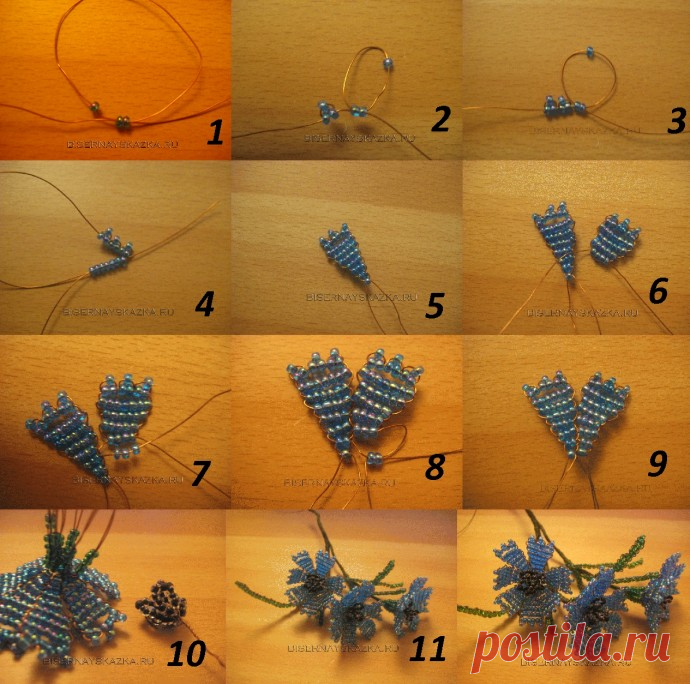 ​Васильки из бисера