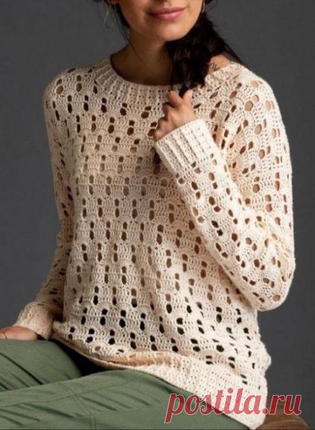 ​Ажурный джемпер крючком