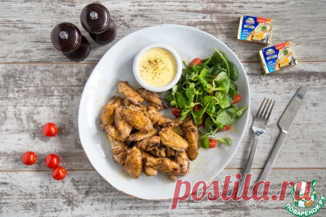 Куриные крылышки с сырным соусом Кулинарный рецепт