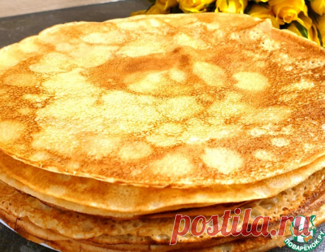 Тонкие блины на молоке и воде – кулинарный рецепт