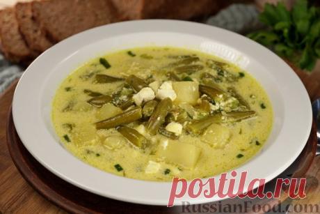 Рецепт: Суп со стручковой фасолью, сливками и фетой на RussianFood.com