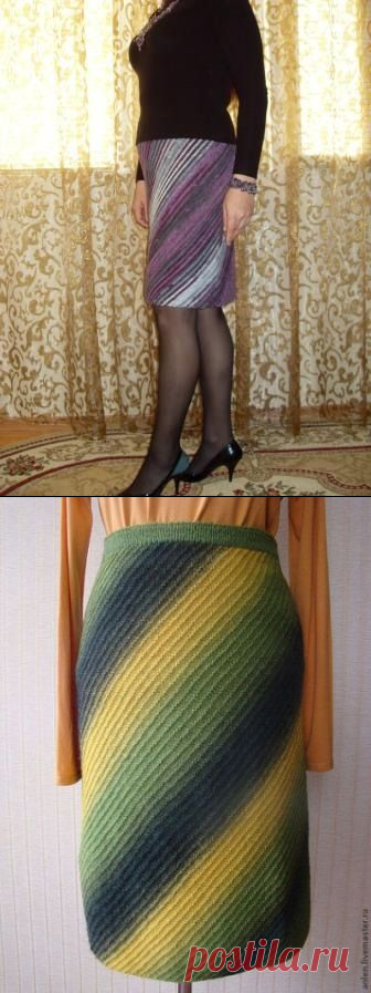 Диагональное вязание юбки спицами — Делаем Руками