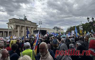 В ФРГ проходит акция протеста против поставок оружия Украине и действий Израиля. Масштабная демонстрация протеста за мир с Россией проходит у Бранденбургских ворот в Берлин