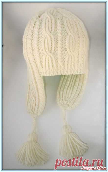 Шикарная зимняя шапка с ушками, вязание спицами, Вязание для женщин