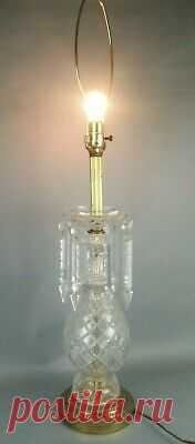 Vintage Crystal Glass Table Lamp W/ Spear cut glass Prisms  | eBay Includes 8 prisms. 1 has a nick. Lamp approx.