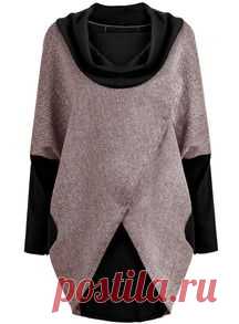 Grey Black Long Sleeve Loose Coat