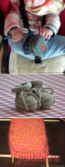 Christine's Stay-On Baby Booties by Christine Bourquin. Пинетки спицами.