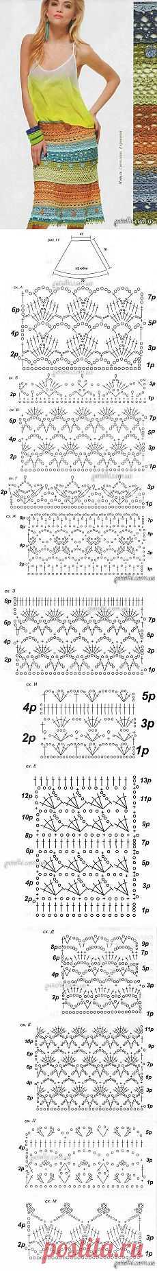 Как связать яркую летнюю юбку крючком