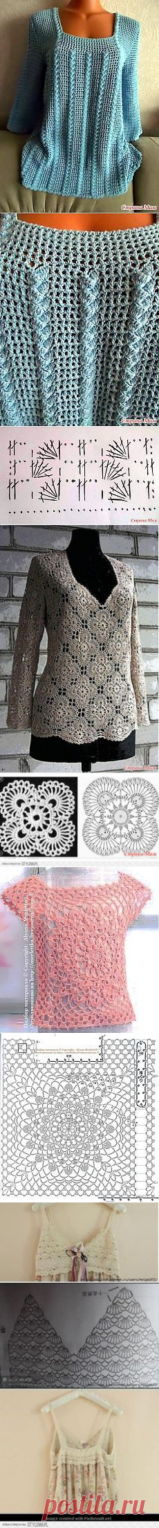 (195) Blusa simples e bonita de Alklroshih por unidades porção circular no meio deles .. | CROCHE ROUPA