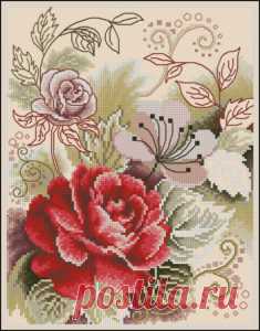 Free cross-stitch pattern Tea Rose | Cross-Stitch Club