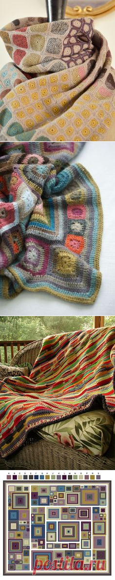 (3) gorgeous colors in this crochet granny square blanket | crochet