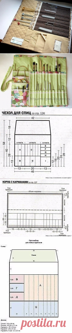 Чехол-органайзер для спиц. Выкройки и идеи
