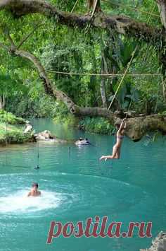 Blue Lagoon in Vang Vieng, Laos. I would LOVE to have this…