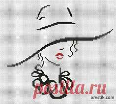 Схема вышивки крестом монохром девушка | Cross stitch patterns monochrome girl