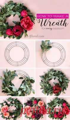 Looking for ways to decorate your home for every season? Follow this simple DIY and learn how to make a wreath for your door. This wreath tutorial will show you how to use artificial eucalyptus and silk flowers from Afloral.com to create a decoration you can update throughout the year.