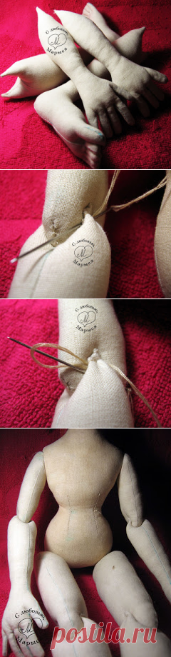 Блог о текстильных шарнирных куклах ручной работы: МК Крепление локтевых и коленных суставов текстильной шарнирной куклы