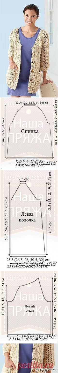 Вязание кардигана спицами с описанием от Lion Brand