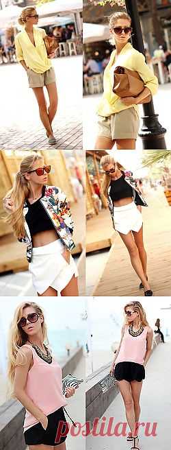 Sheinside Front Cross Dipped Hem Blouse, Zara Shorts, H&M Espadrilles, Zara Bag - Effortless - Sirma Markova | LOOKBOOK