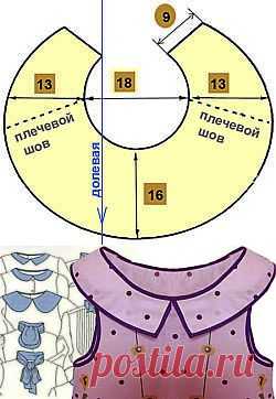Воротник для платья | Технология обработки отложного воротника