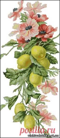 Панелька с лимонами - Фрукты, Овощи, Натюрморт - Флора - СХЕМЫ - ВЫШИВКА КРЕСТОМ