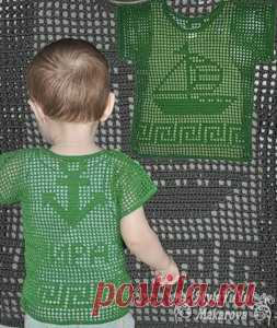Вяжем футболки мальчикам (филейная сетка), подборка схем для филейного вязания